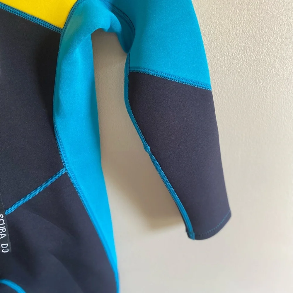 SCUBA DONKEY Kids Youth Size 12 Wetsuit Neoprene Black/Yellow‎ /Aqua NEW NWT